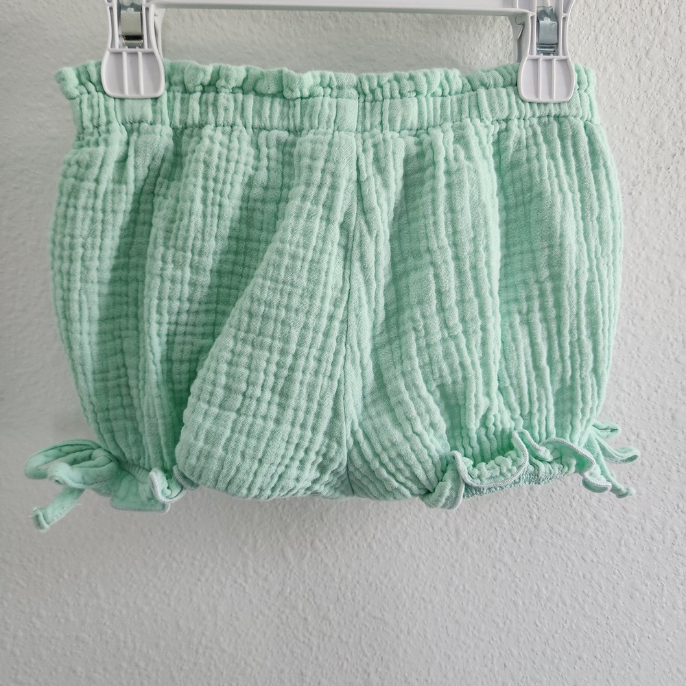 Toddler Girls Mint Green Gauze Cotton Ruffle Bloomer Shorts size 3T - Picture 2 of 8